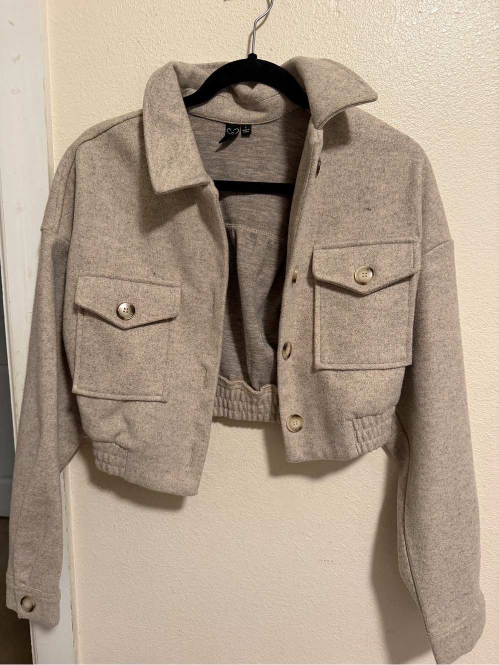 Windsor Beige Cropped Bomber Jacket